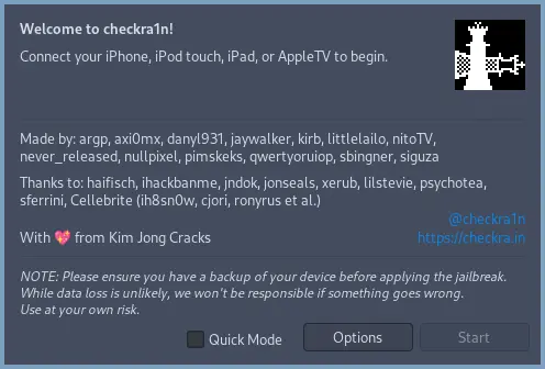 Checkra1n GUI running on Arch Linux